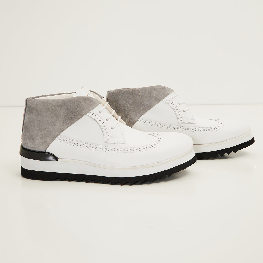 N° C3836 RT LEATHER WINGTIP SNEAKER BOOTS - WHITE