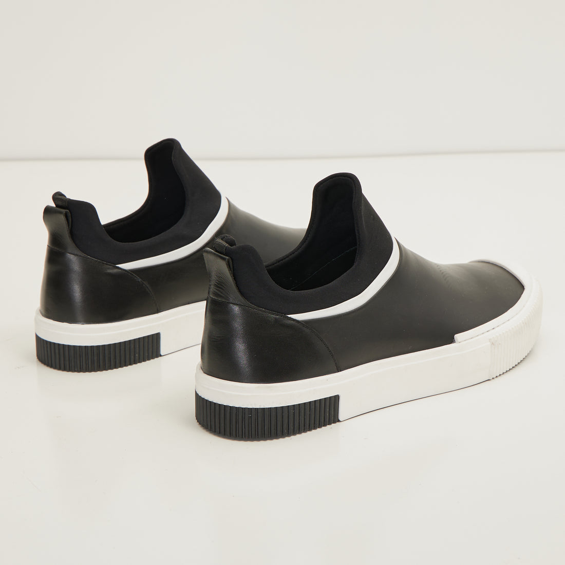 N° D2166T ''THE KING'' LEATHER SKATE SLIP ONS - NEOPRENE AND LEATHER BLACK