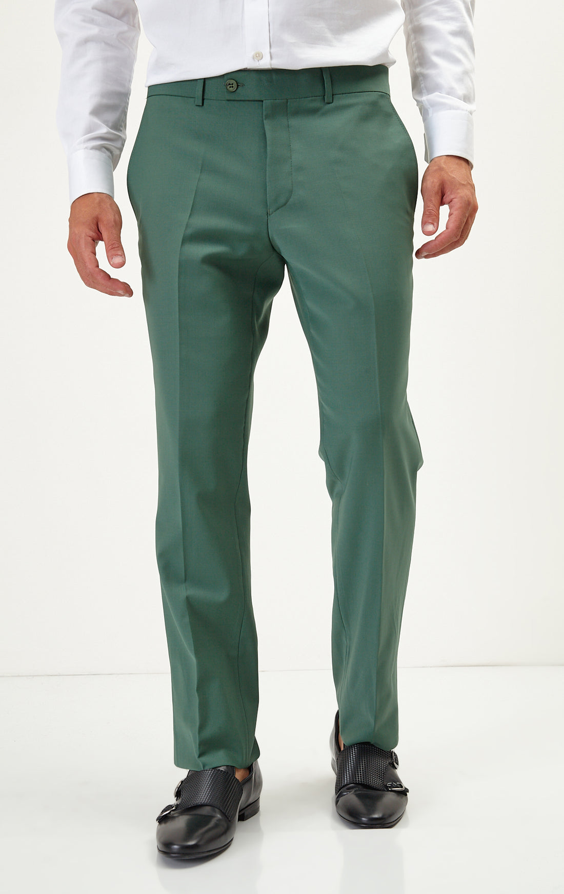 N° R206 Double Breasted Merino Wool Suit - Verdant Green - Ron Tomson