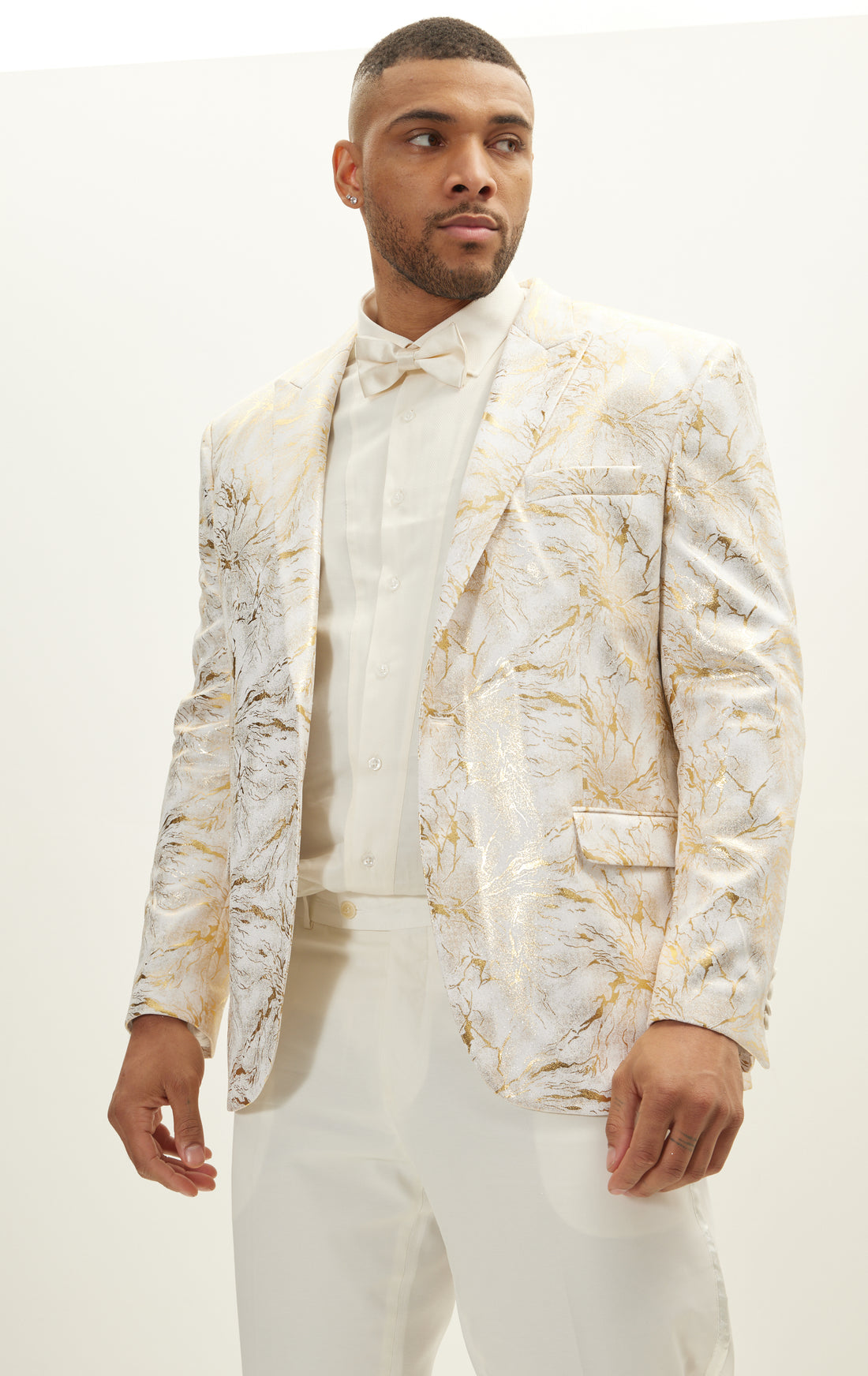 The Wet Look Electric Tuxedo Jacket - White Gold