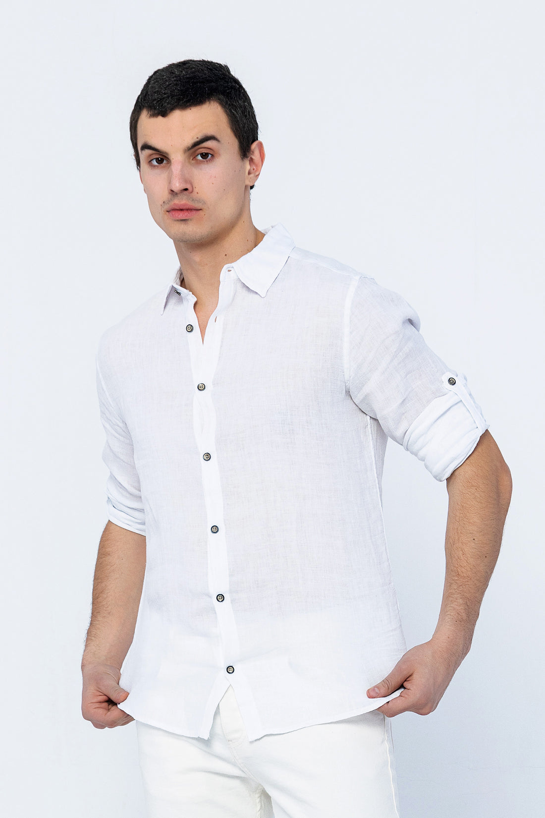 Collard Linen Shirt - White