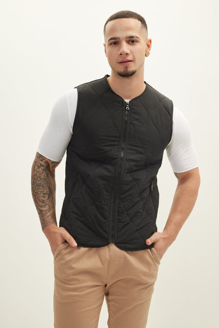 Men's Full-Zip Vest - Black | Ron Tomson