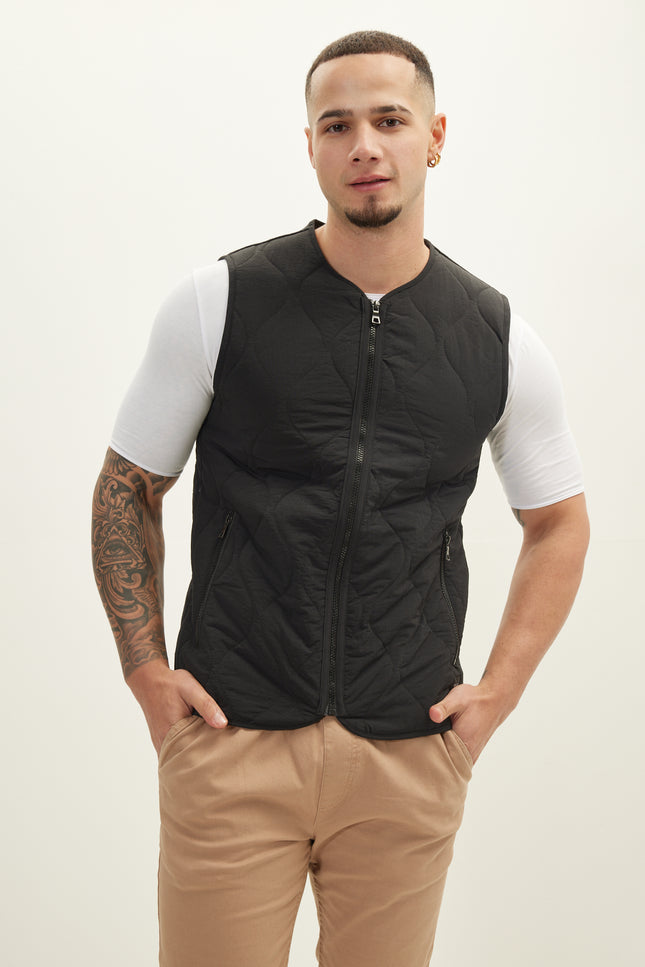 Men's Full-Zip Vest - Black | Ron Tomson