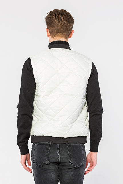 Men's Full-Zip Quilted Vest - Off-White | Ron Tomson