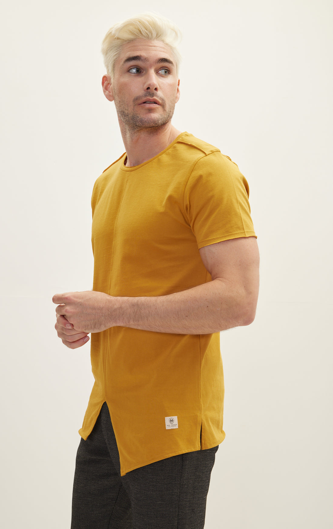 Asymmetric Cut T-Shirt - Golden Yellow