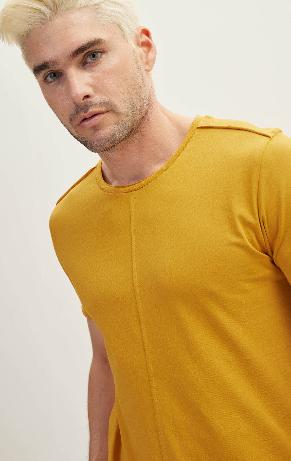 Asymmetric Cut T-Shirt - Golden Yellow