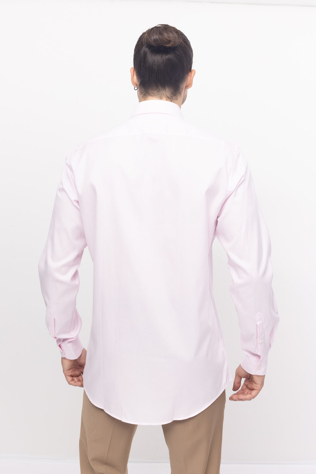Convertible Cuff Oxford Cotton Spread Collar Dress Shirt - Light Pink - Ron Tomson