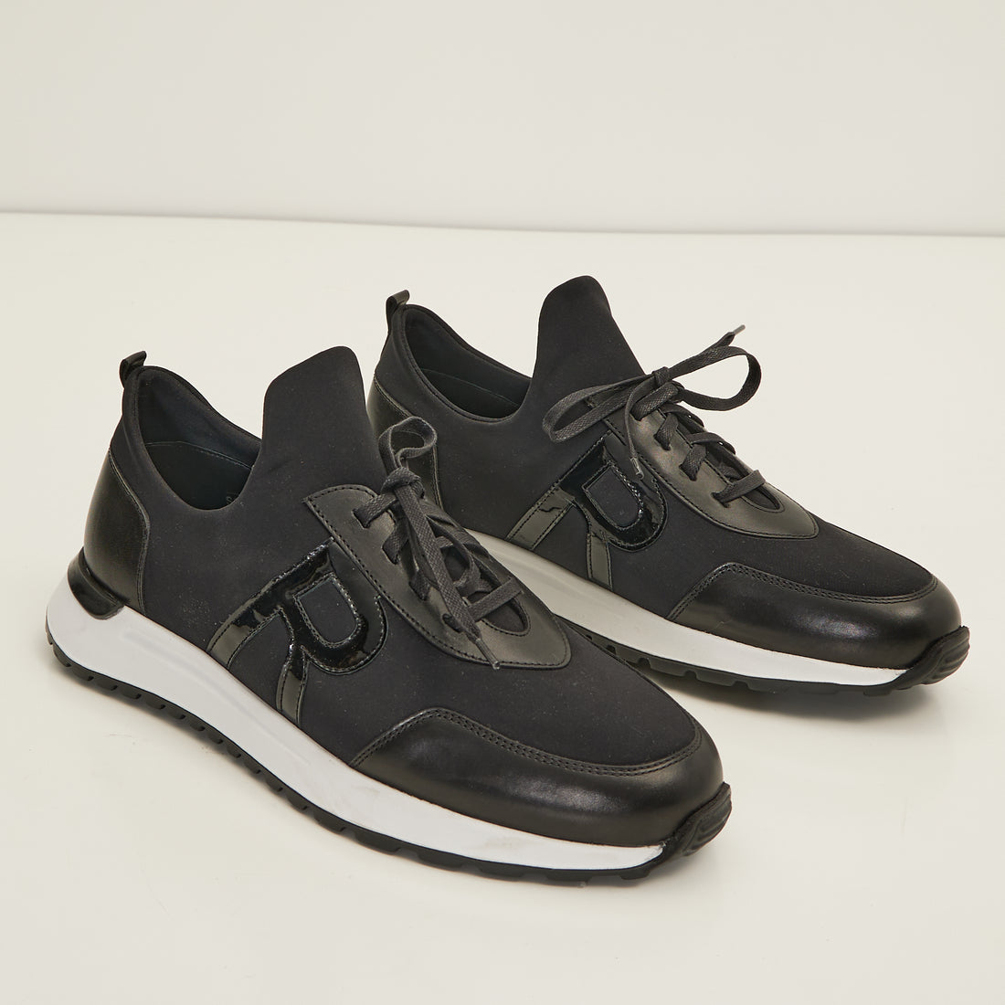 N° D2156T THE RT NEOPRENE AND LEATHER SLIP ON RACERS - BLACK