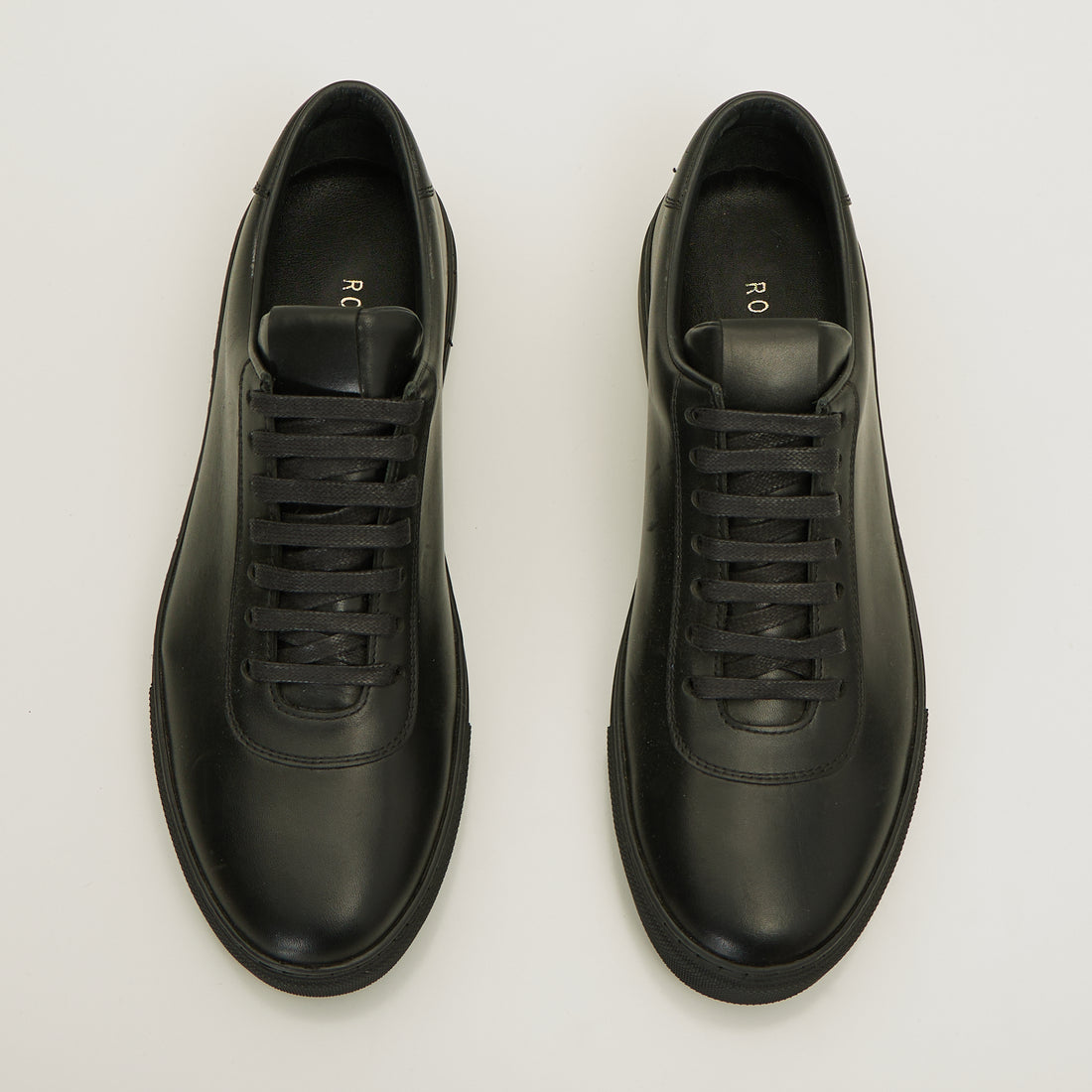 N° D4802 ALL LEATHER COURT SNEAKERS  - BLACK BLACK