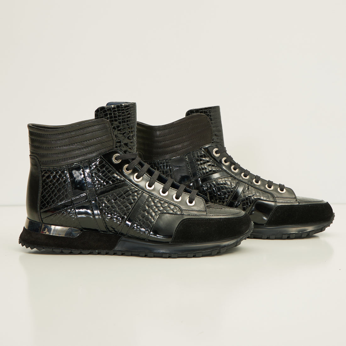 N° 30652 THE CROC HI-TOP LEATHER SNEAKER BOOTS - BLACK PATENT