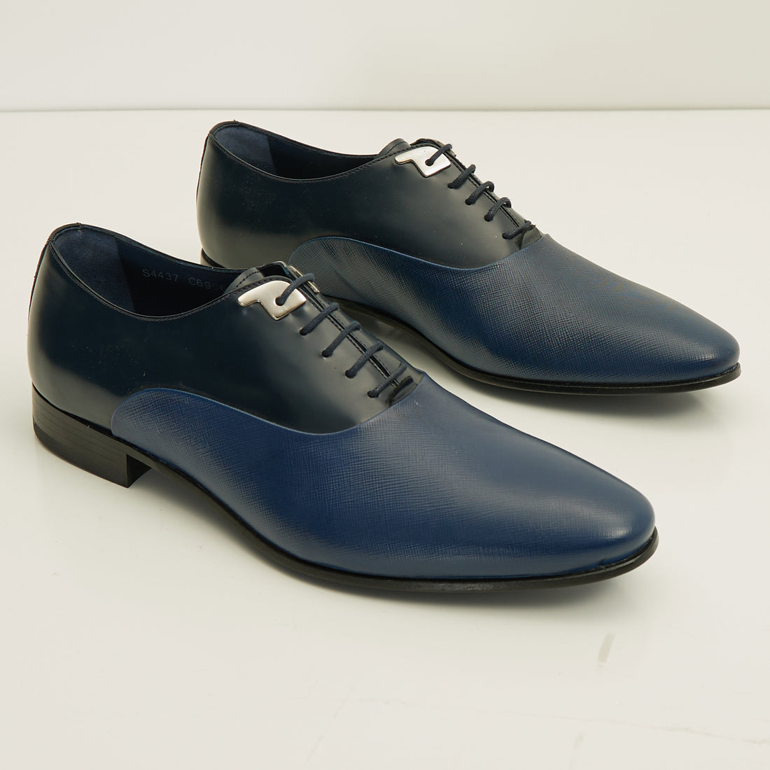 N°  C6906 TWO TONE PLAIN TOE LEATHER OXFORDS-  NAVY