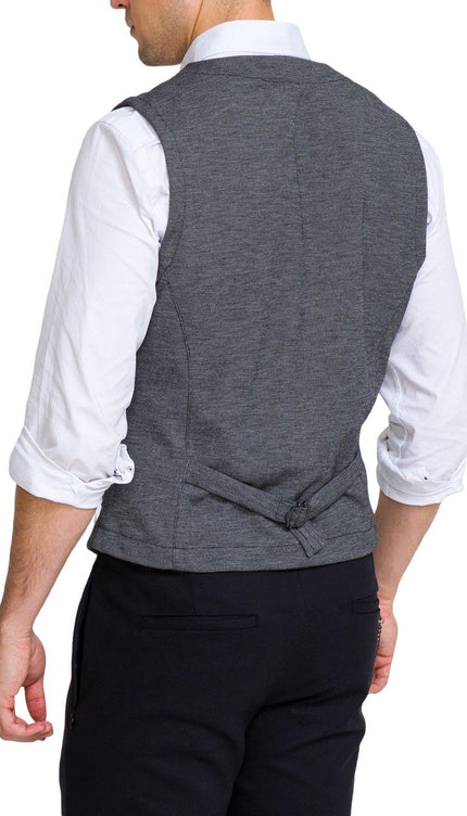 Adler Slim Fit Casual Vest - Black - Ron Tomson