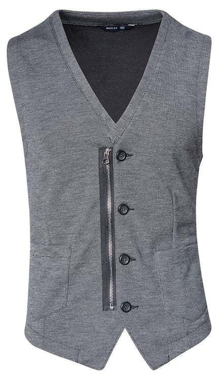 Adler Slim Fit Casual Vest - Black - Ron Tomson