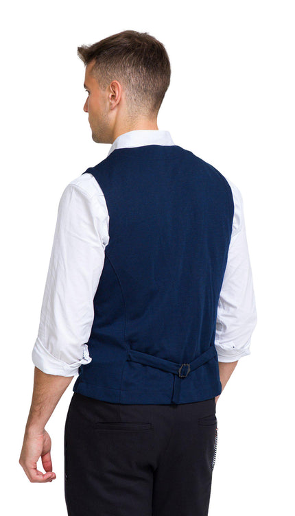 Adler Slim Fit Casual Vest - Navy - Ron Tomson