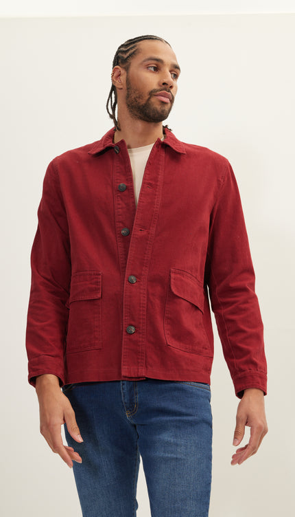 Canvas Work Jacket - Bordeaux - Ron Tomson