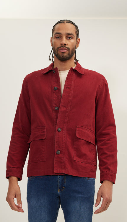 Canvas Work Jacket - Bordeaux - Ron Tomson