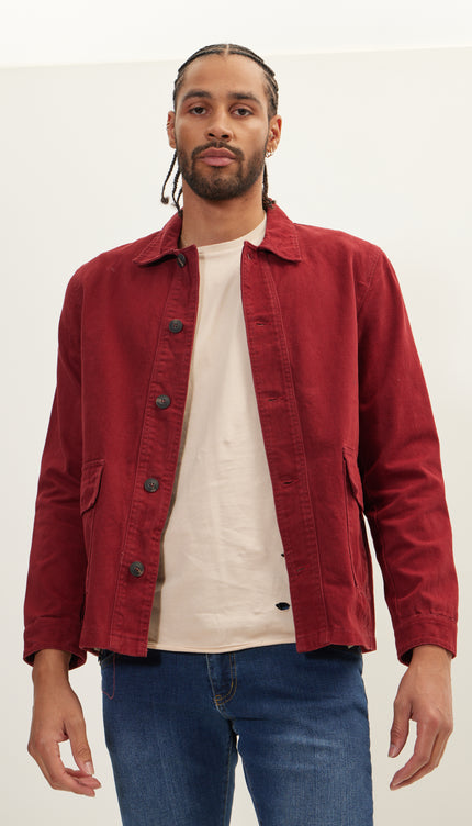 Canvas Work Jacket - Bordeaux - Ron Tomson