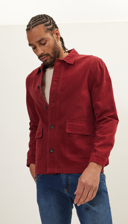 Canvas Work Jacket - Bordeaux - Ron Tomson