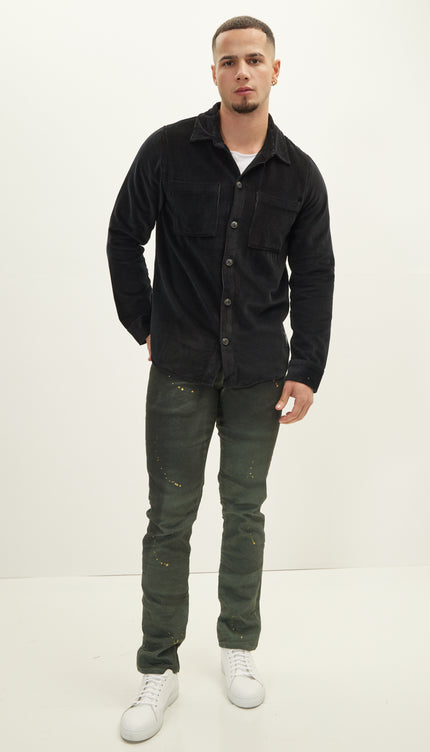 Casual Over Shirt - Black - Ron Tomson