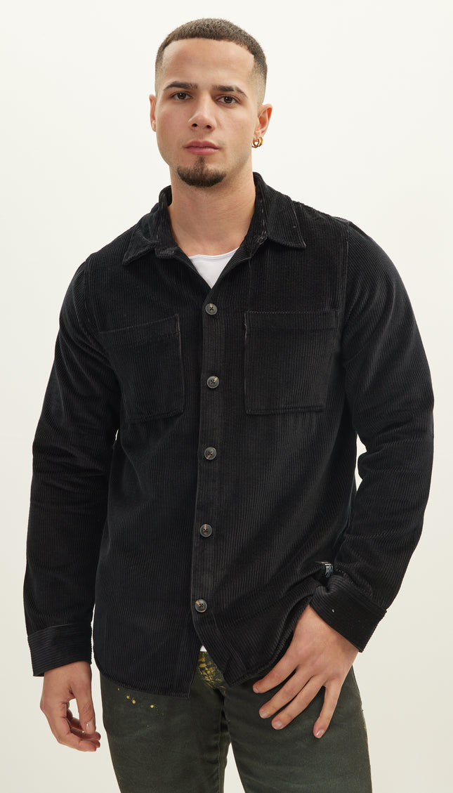 Casual Over Shirt - Black - Ron Tomson