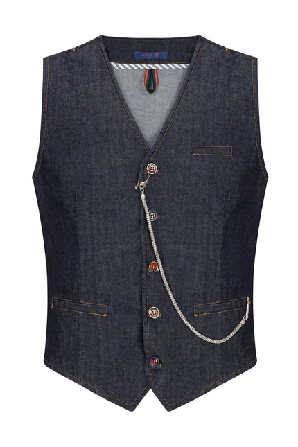 Cotton Vest - Navy - Ron Tomson
