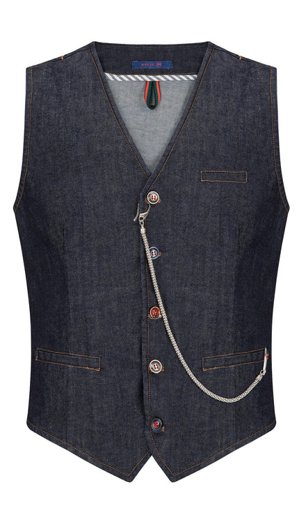 Cotton Vest - Navy - Ron Tomson