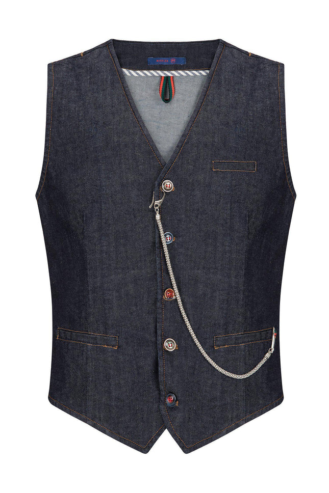 Cotton Vest - Navy - Ron Tomson