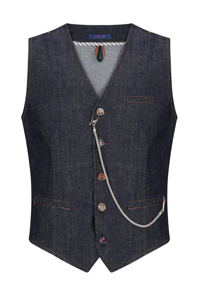 Cotton Vest - Navy - Ron Tomson