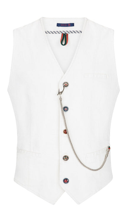 Cotton Vest - White - Ron Tomson