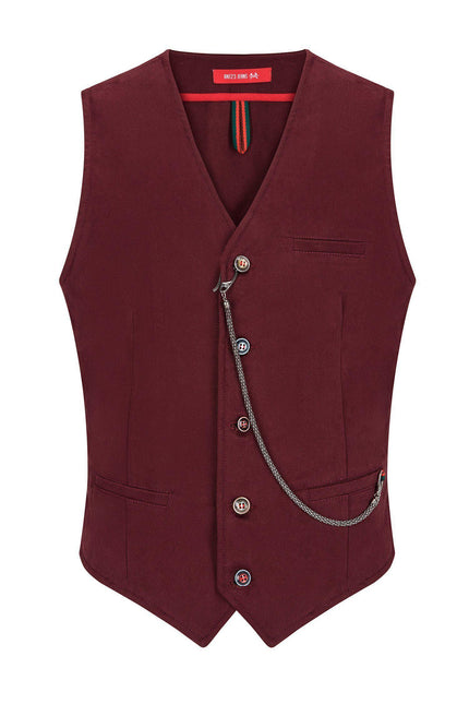 Cotton Vest - Wine - Ron Tomson