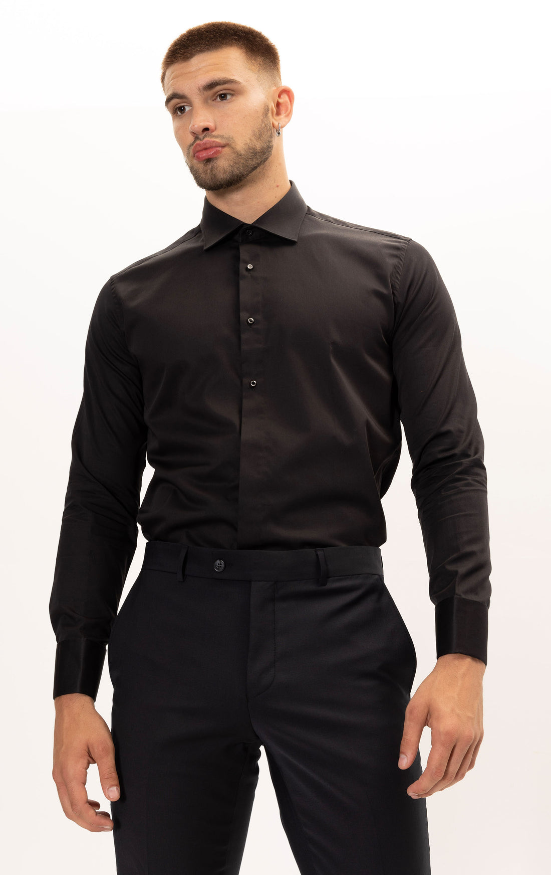 Camisa de esmoquin abotonada extraíble - Negro