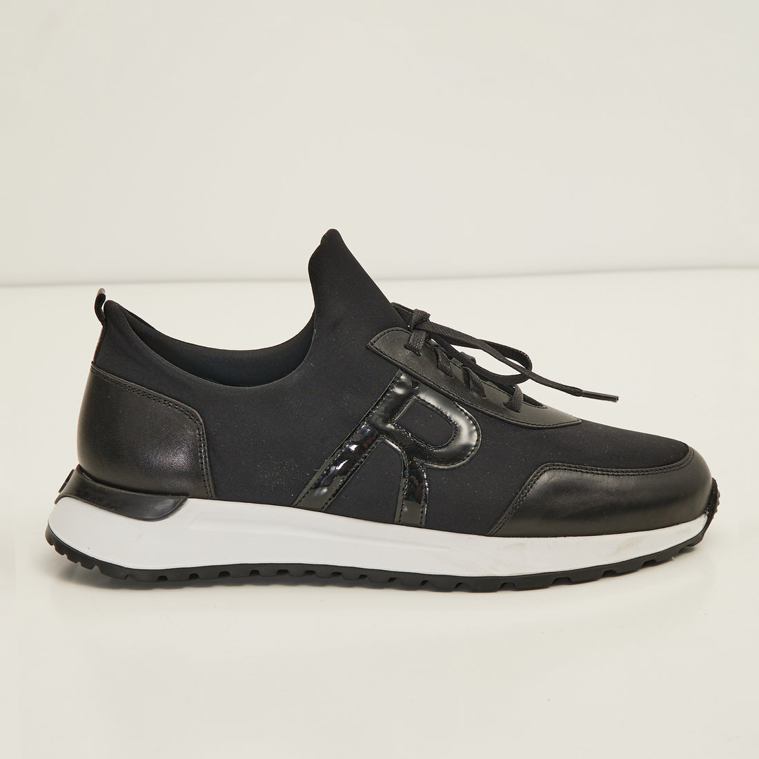 N° D2156T THE RT NEOPRENE AND LEATHER SLIP ON RACERS - BLACK