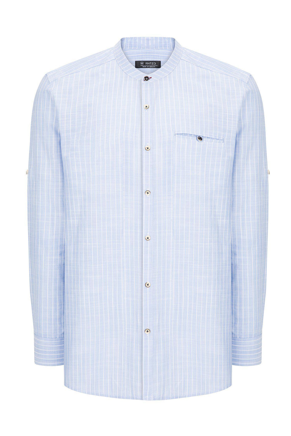 General Striped Cotton Shirt - BLUE - Ron Tomson