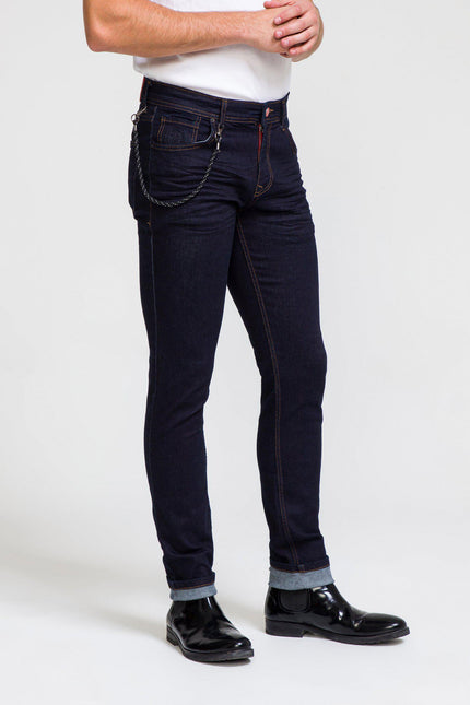 Indigo Slim Fit Denim Jeans - DARK BLUE 1 - Ron Tomson