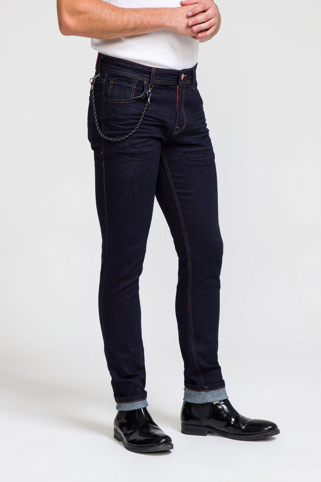 Indigo Slim Fit Denim Jeans - DARK BLUE 1 - Ron Tomson