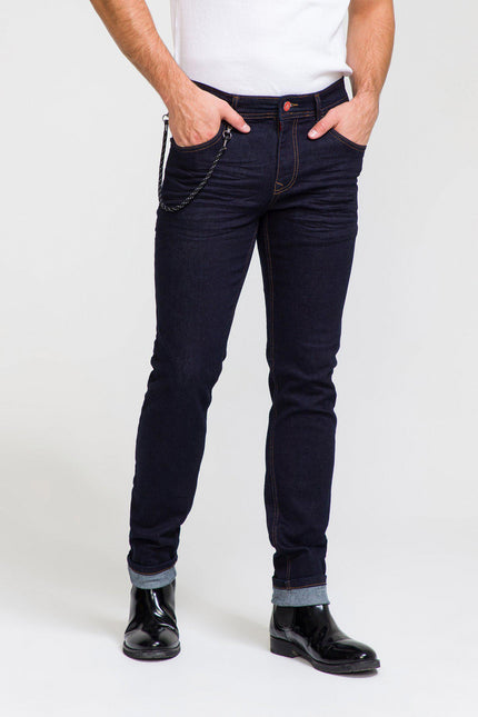 Indigo Slim Fit Denim Jeans - DARK BLUE 1 - Ron Tomson