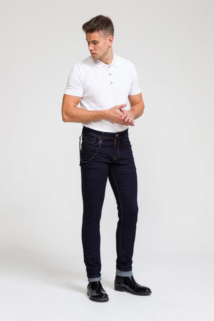 Indigo Slim Fit Denim Jeans - DARK BLUE 1 - Ron Tomson