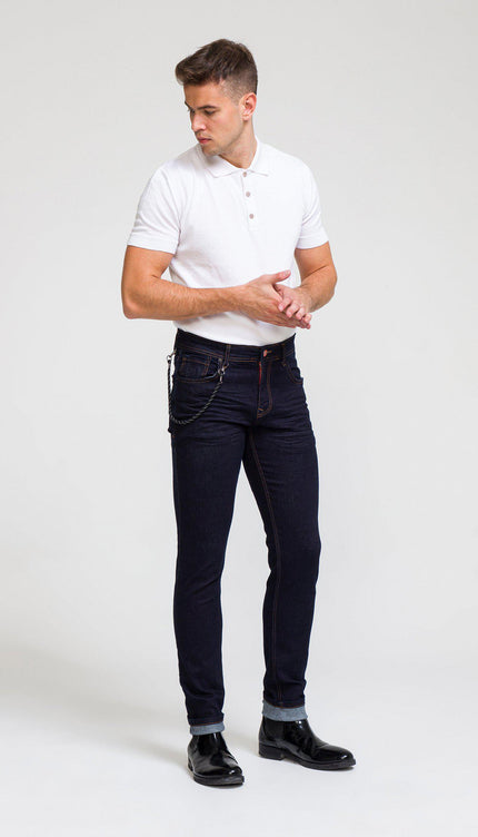 Indigo Slim Fit Denim Jeans - DARK BLUE 1 - Ron Tomson