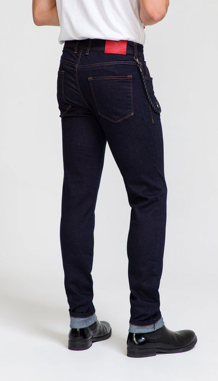Indigo Slim Fit Denim Jeans - DARK BLUE 1 - Ron Tomson