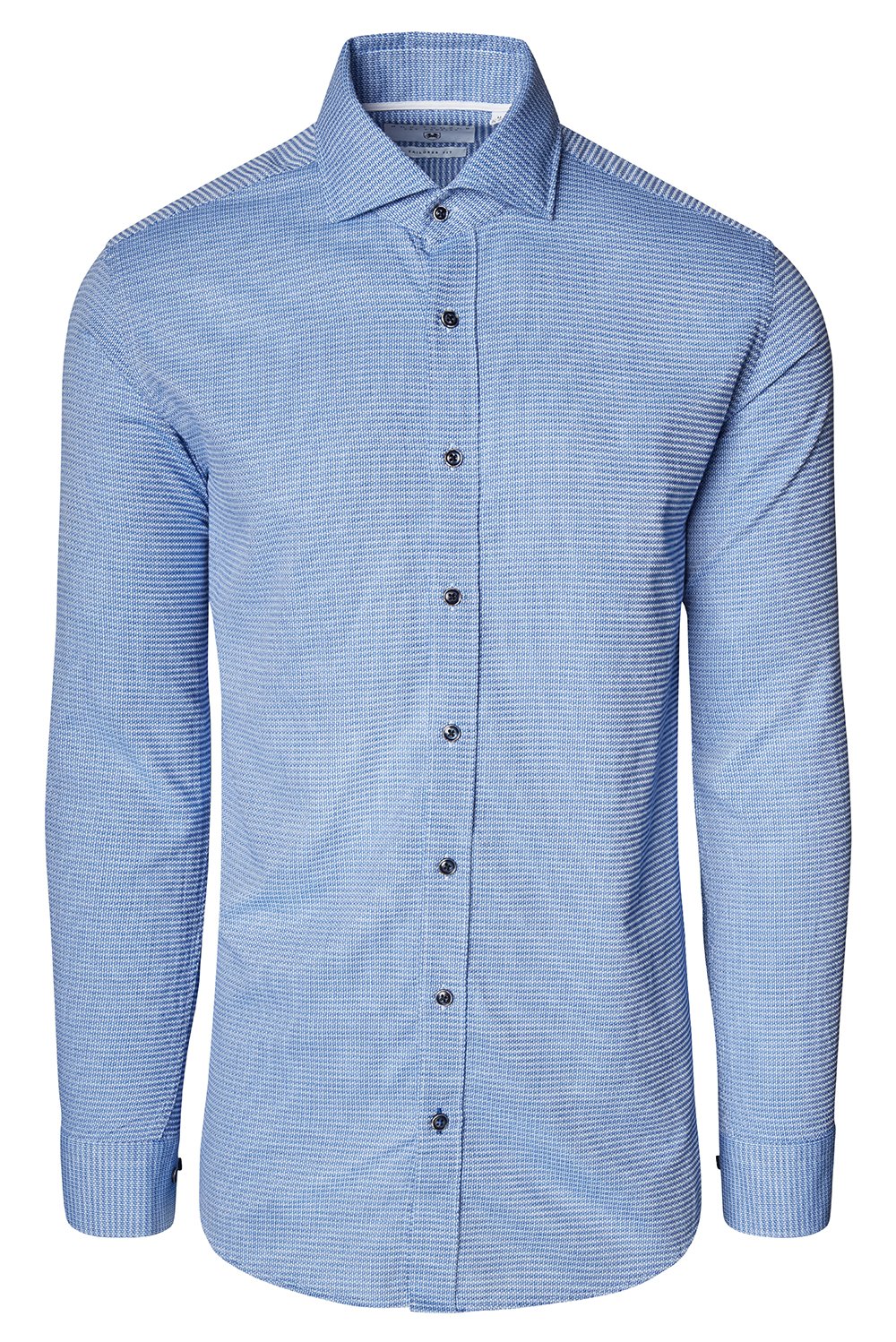 Jacquard Cotton Tonal Button Dress Shirt - Blue - Ron Tomson