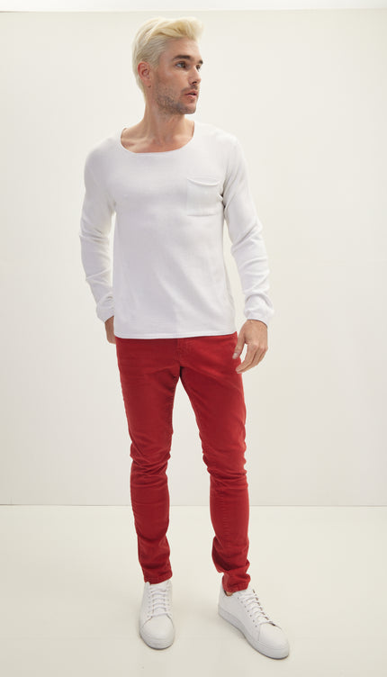 Knitted Lightweight Sweater - Off White - Ron Tomson