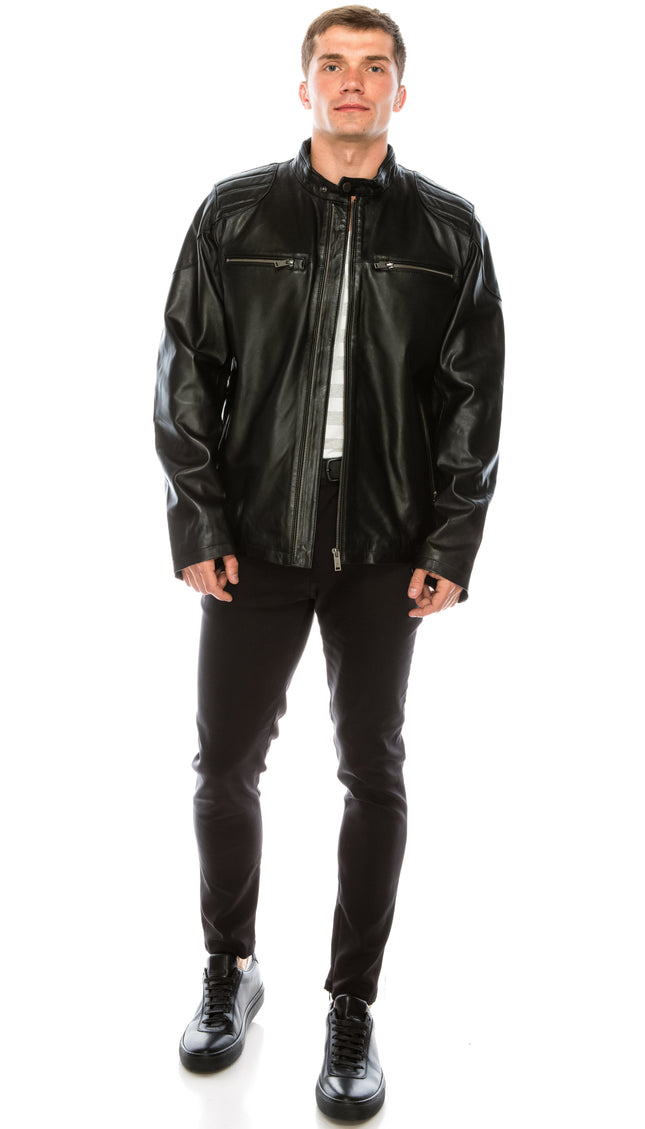Leather Jacket - Black - 71037 - Ron Tomson