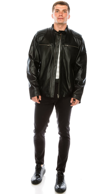 Leather Jacket - Black - 71037 - Ron Tomson