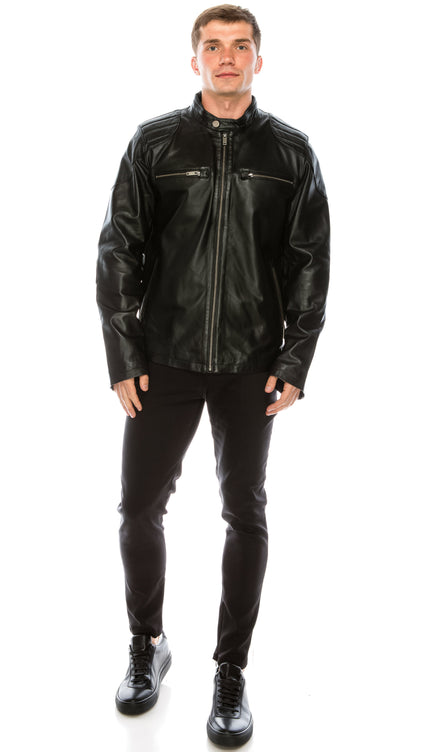 Leather Jacket - Black - 71037 - Ron Tomson