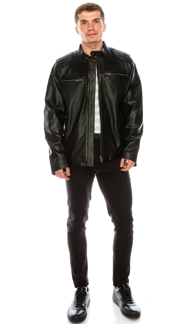 Leather Jacket - Black - 71037 - Ron Tomson