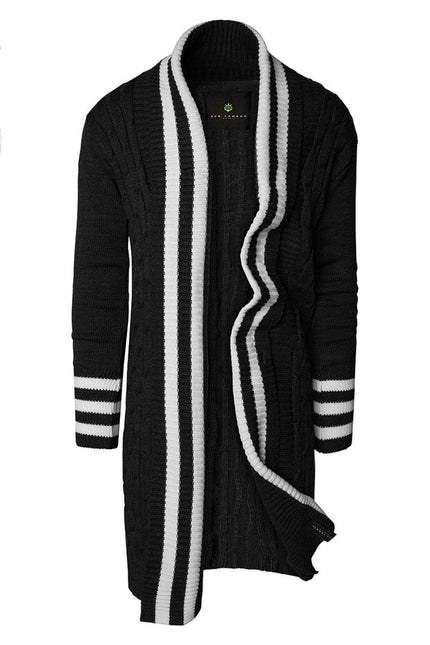 Longline Side Pocket Cardigan - BLACK - Ron Tomson
