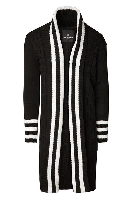 Longline Side Pocket Cardigan - BLACK - Ron Tomson