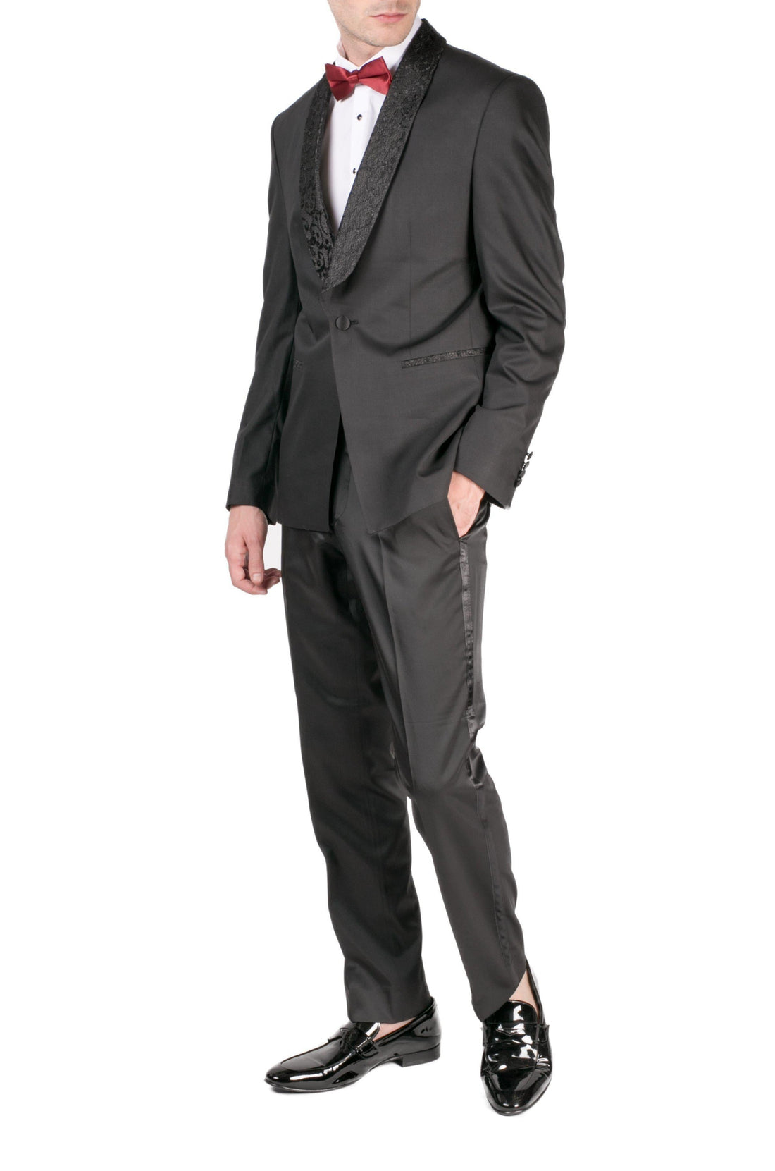 Ludlow Shawl Collar Tuxedo - Black Lace - Ron Tomson