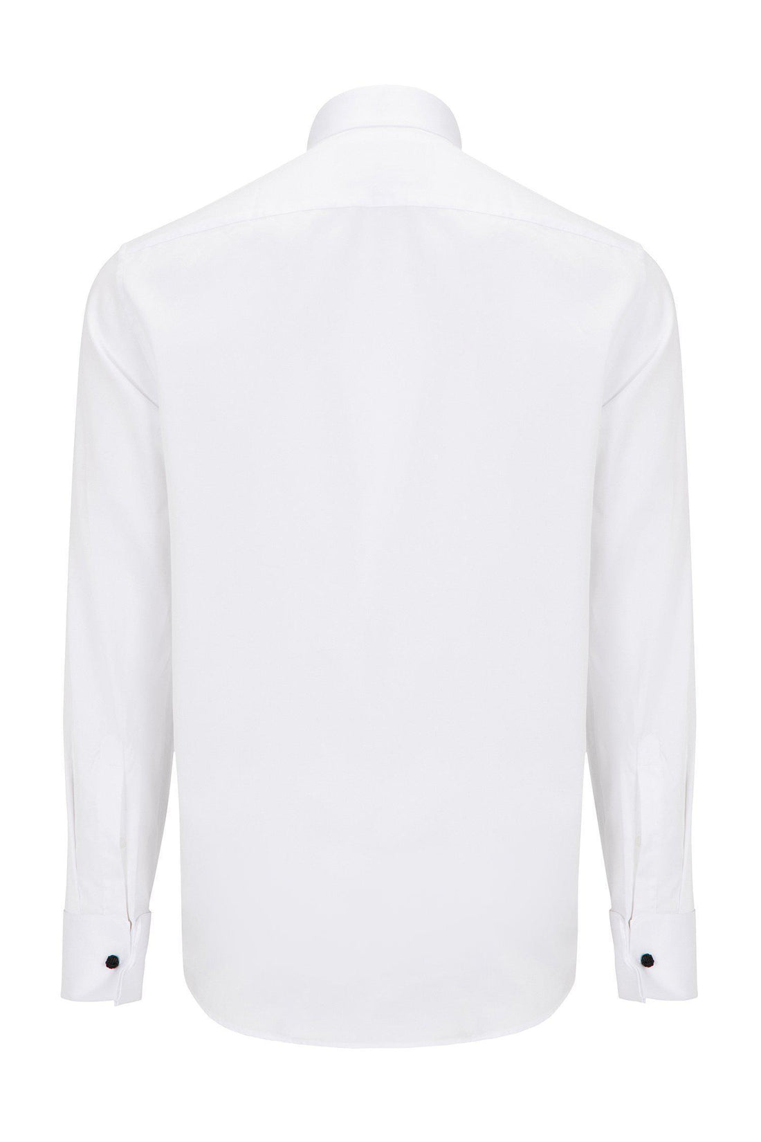 Lurex Paneled Spread Collar Shirt - WHITE GREY - Ron Tomson