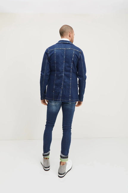 Neon Riveted Skinny Denim Reflectors - Navy - Ron Tomson